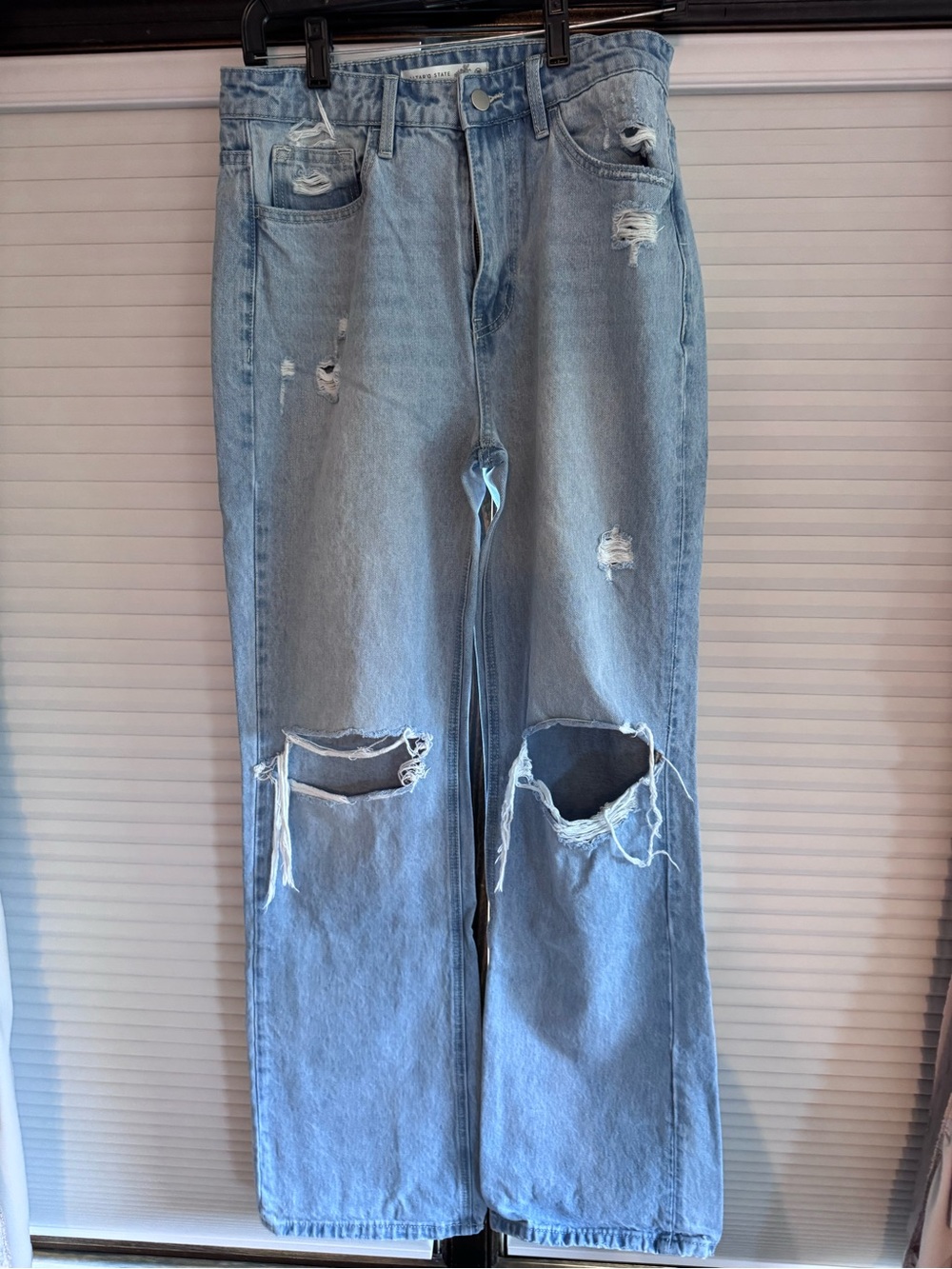 Altar'd State Light Blue Distressed Straight Jeans